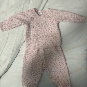 Quincy Mae Pink Heart Patterned Footie